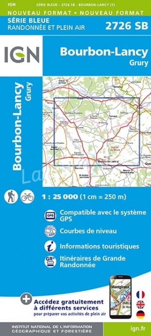 Wandelkaart 2726 SB Bourbon-Lancy & Grury - IGN