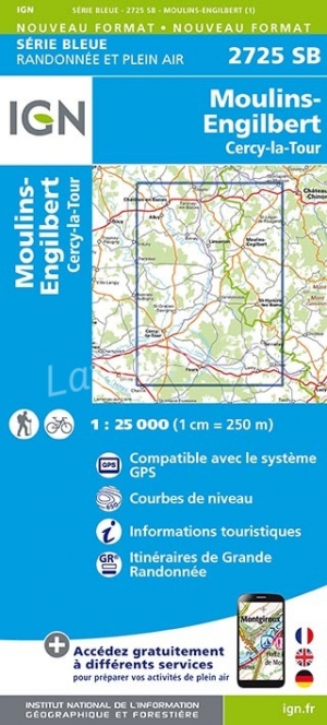 Wandelkaart 2725 SB Châtillon-en-Bazois & Moulins-Engilbert - IGN