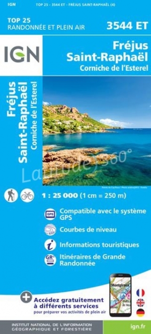 Wandelkaart 3544 ET Fréjus - St-Raphaël - IGN