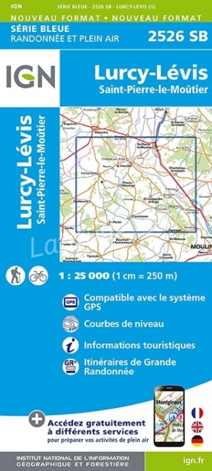 Wandelkaart 2526 SB Lurcy-Lévis & St-Pierre-le-Moûtier - IGN