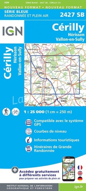 Wandelkaart 2427 SB Cérilly & Hérisson - IGN