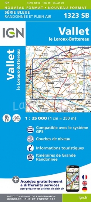 Wandelkaart 1323 SB Vallet & Gesté - IGN