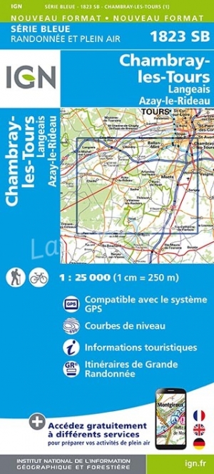 Wandelkaart 1823 SB Chambray-les-Tours & Langeais - IGN