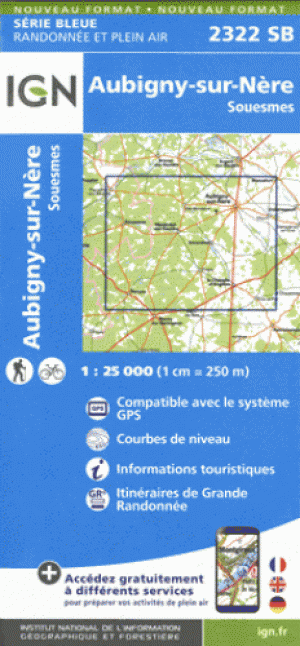 Wandelkaart 2322 SB Aubigny-sur-Nère & Souesmes - IGN