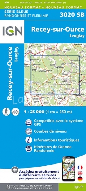 Wandelkaart 3020 SB Recey-sur-Ource & Leuglay - IGN