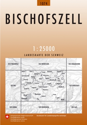 Wandelkaart 1074 Bischofszell Thurgau - Swisstopo