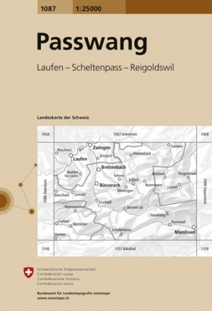Wandelkaart 1087 Passwang pass Jura - Swisstopo