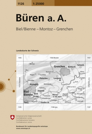 Wandelkaart 1126 Büren an der Aare Bern - Swisstopo