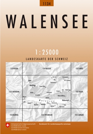 Wandelkaart 1134 Walensee Sankt-Gallen - Swisstopo