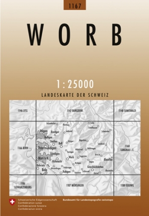 Wandelkaart 1167 Worb Bern Zwitserland - Swisstopo