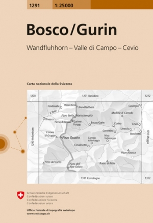 Wandelkaart 1291 Bosco & Gurin Tessin - Swisstopo