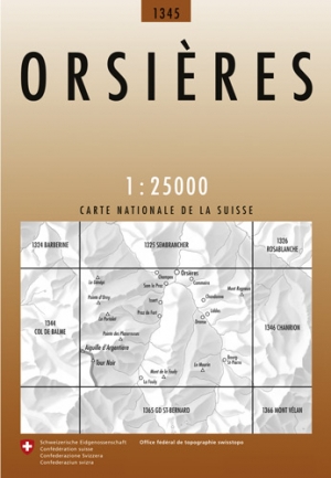 Wandelkaart 1345 Orsieres Wallis Swiss - Swisstopo