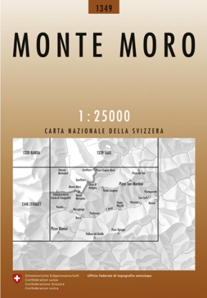 Wandelkaart 1349 Monto Moro Wallis - Swisstopo