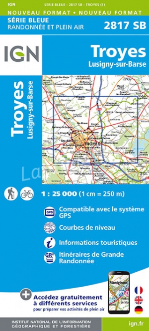 Wandelkaart 2817 SB Troyes & Lusigny-sur-Barse - IGN