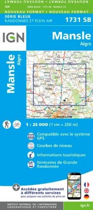 Wandelkaart 1731 SB Mansle & Aigre - IGN