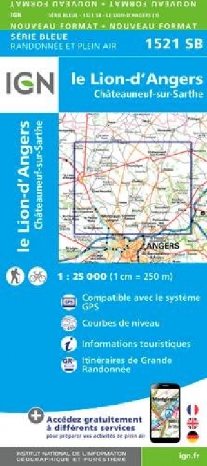 Wandelkaart 1521 SB Le Lion-d'Angers - IGN