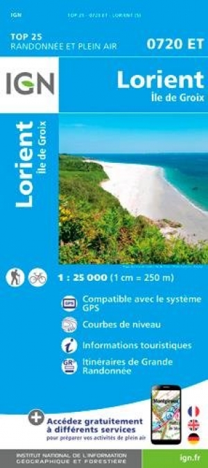 Wandelkaart 0720 ET Lorient & Ile de Groix - IGN