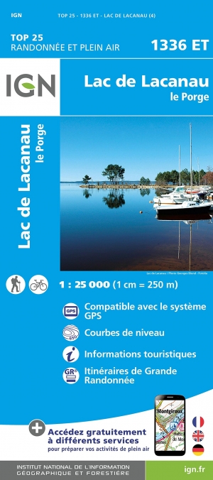 Wandelkaart 1336 ET Lac de Lacanau & Le Porge - IGN