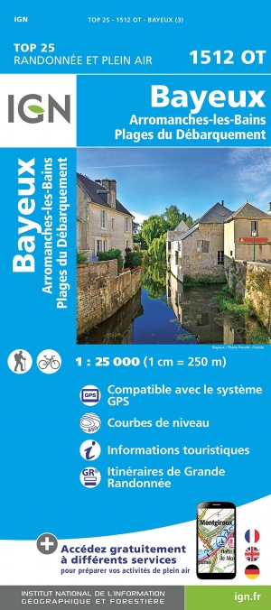 Wandelkaart 1512 OT Bayeux Normandie - IGN
