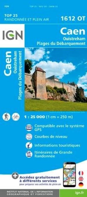 Wandelkaart 1612 OT Caen & Ouistreham - IGN
