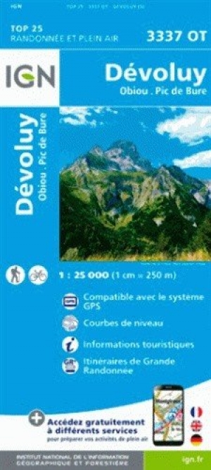 Wandelkaart 3337 OT Dévoluy- Obiou & Pic de Bure - IGN