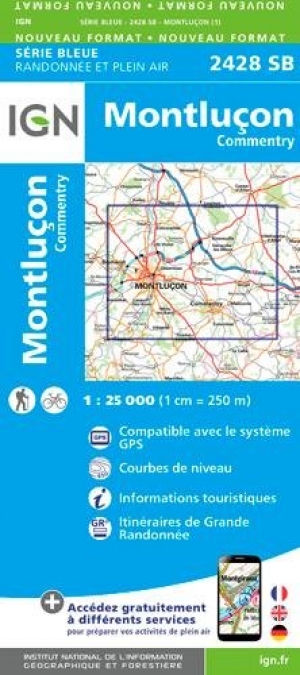 Wandelkaart 2428 SB Montluçon & Commentry - IGN
