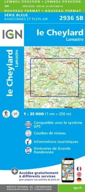 Wandelkaart 2936 SB Le Cheylard & Lamastre - IGN