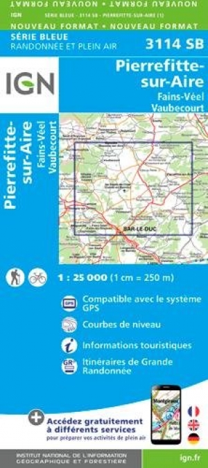Wandelkaart 3114 SB Pierrefitte-sur-Aire - IGN