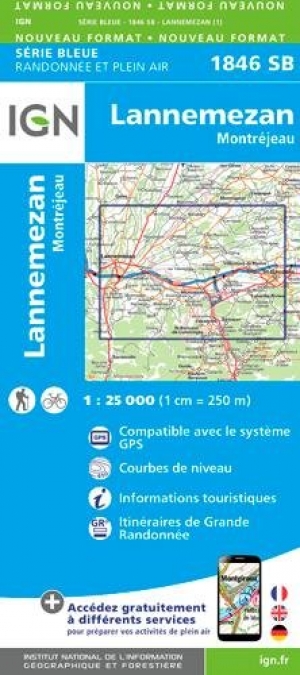 Wandelkaart 1846 SB Lannemezan & Montréjeau - IGN