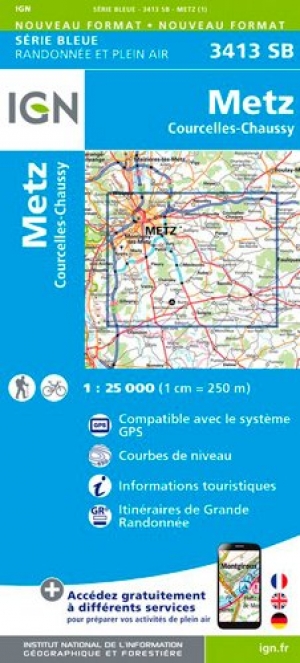 Wandelkaart 3413 SB Metz & Courcelles-Chaussy - IGN