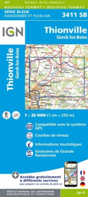 Wandelkaart 3411 SB Thionville & Sierck-les-Bains - IGN