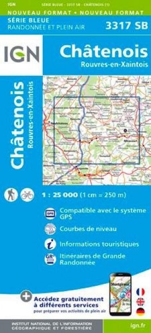 Wandelkaart 3317 SB Châtenois & Rouvres-en-Xaintois - IGN