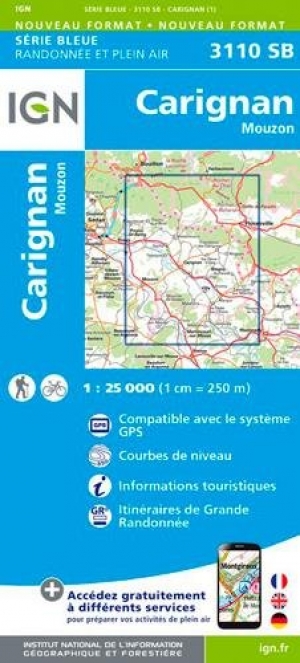Wandelkaart 3110 SB Carignan & Mouzon - IGN