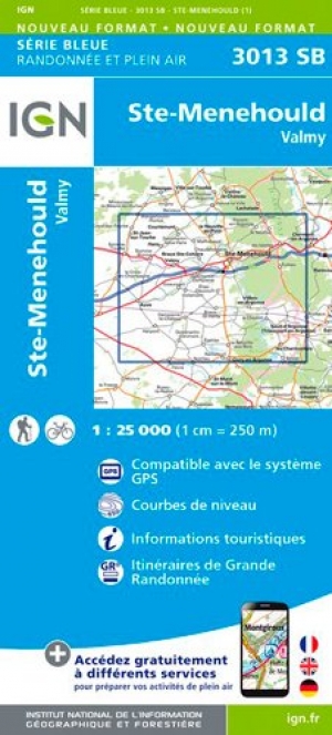 Wandelkaart 3013 SB Sainte-Menehould & Valmy - IGN