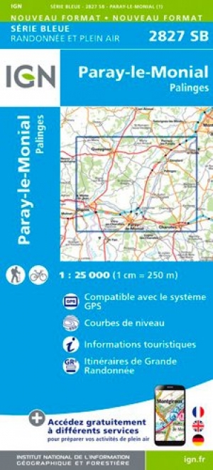 Wandelkaart 2827 SB Paray-le-Monial & Palinges - IGN