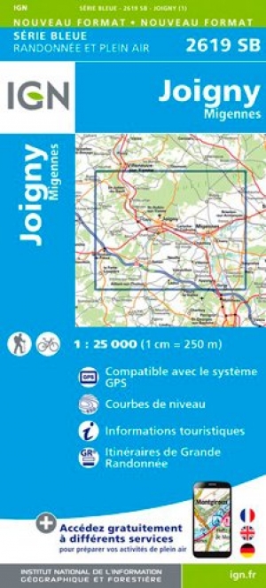 Wandelkaart 2619 SB Joigny & Migennes - IGN