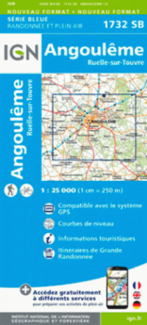 Wandelkaart 1732 SB Angoulême & Ruelle-sur-Touvre - IGN