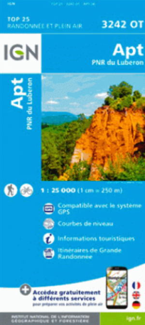 Wandelkaart 3242 OT Apt & PNR du Luberon - IGN