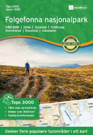 Wandelkaart 3005 Folgefonna nasjonalpark - Hordaland AS