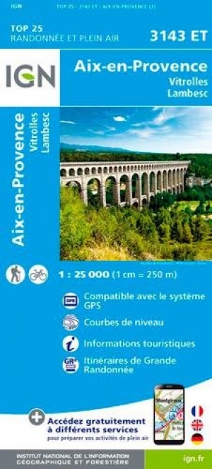 Wandelkaart 3143 ET Aix-en-Provence & Vitrolles - IGN
