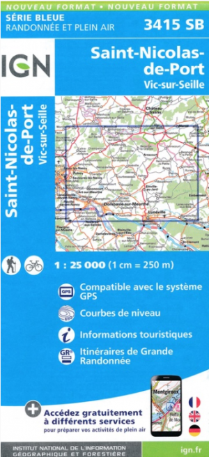 Wandelkaart 3415 SB Saint-Nicolas-de-Port & Vic-sur-Seiile - IGN