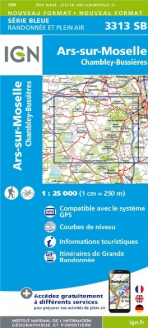 Wandelkaart 3313 SB Ars-sur-Moselle & Chambley-Bussières - IGN