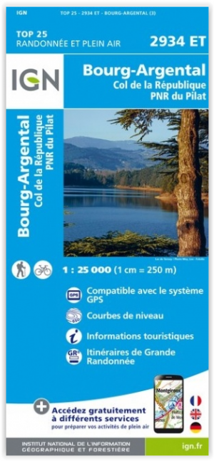 Wandelkaart 2934 ET Bourg-Argental - IGN