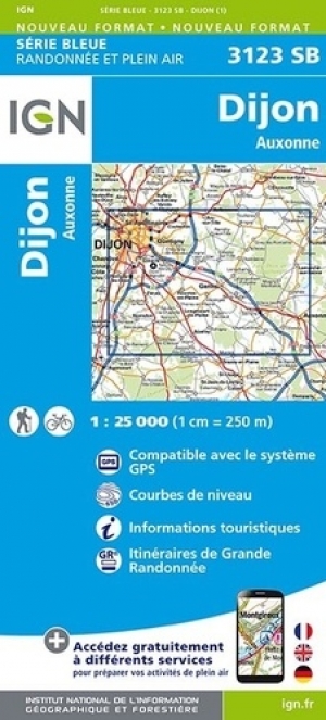 Wandelkaart 3123 SB Dijon Est & Auxonne - IGN
