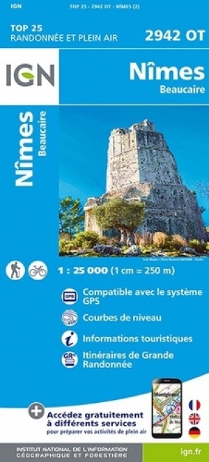 Wandelkaart 2942 OT Nîmes & Beaucaire - IGN