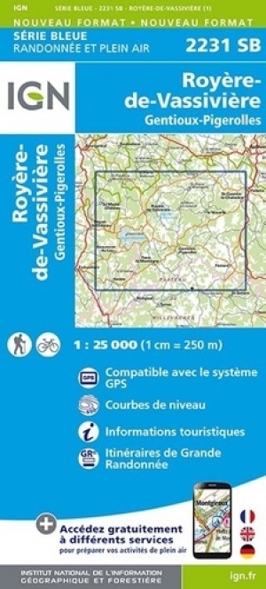 Wandelkaart 2231 SB Royère-de-Vassivière - IGN