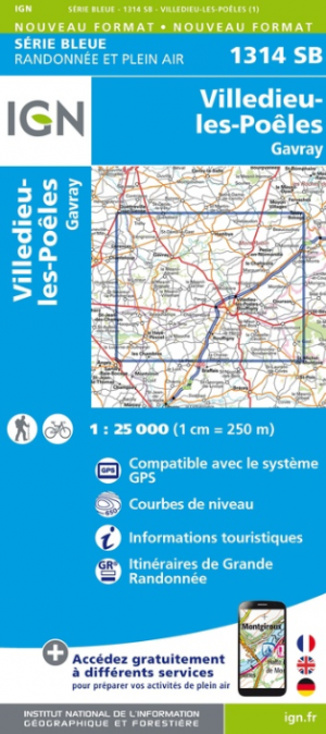 Wandelkaart 1314 SB Villedieu-les-Poëlles & Gavray - IGN