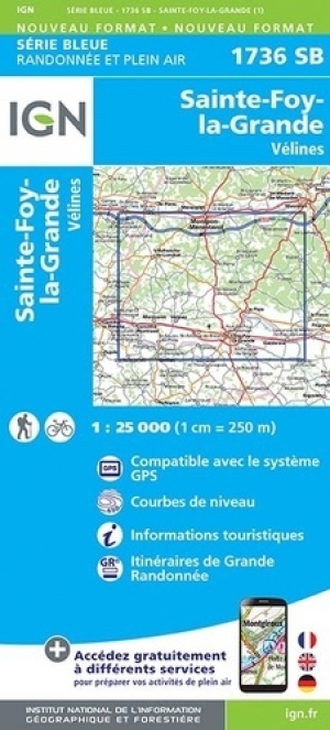 Wandelkaart 1736 SB Sainte-Foy-la-Grande & Vélines - IGN