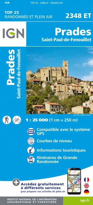 Wandelkaart 2348 ET Prades & St-Paul-de-Fenouillet - IGN