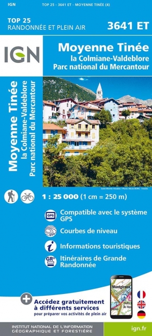 Wandelkaart 3641 ET Moyenne Tinée & La Colmiane - IGN